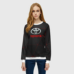 Свитшот женский Toyota Тонкие линии неона, цвет: 3D-белый — фото 2