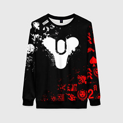 Свитшот женский DESTINY 2 RED & WHITE PATTERN LOGO, цвет: 3D-черный