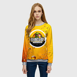 Свитшот женский Пивозавр 3d hd, цвет: 3D-меланж — фото 2