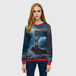 Свитшот женский НОЧНОЙ МАЯК, цвет: 3D-красный — фото 2