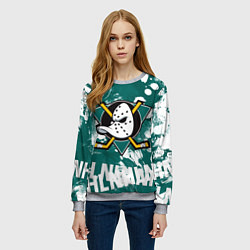 Свитшот женский Анахайм Дакс Anaheim Ducks, цвет: 3D-меланж — фото 2
