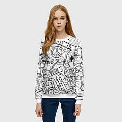 Свитшот женский All you need is The Beatles Раскраска, цвет: 3D-белый — фото 2