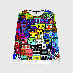 Свитшот женский Geometry Dash: All Skins, цвет: 3D-белый