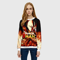 Свитшот женский Огненный Сайтама One Punch-Man, цвет: 3D-белый — фото 2