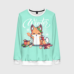 Женский свитшот Зима Новогодний лисенок