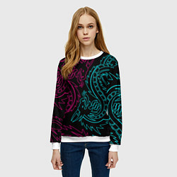 Свитшот женский НЕОНОВЫЕ ДРАКОНЫ NEON DRAGON, цвет: 3D-белый — фото 2