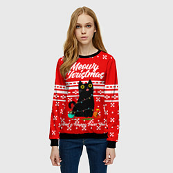 Свитшот женский MEOW CHRISTMAS, цвет: 3D-черный — фото 2