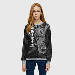 Свитшот женский Токийский Дракон Иероглифы Dragon Japan, цвет: 3D-меланж — фото 2
