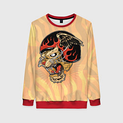 Свитшот женский Тигр байкер, цвет: 3D-красный