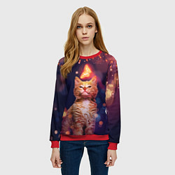 Свитшот женский РЫЖИЙ КОТ И БАБОЧКА, цвет: 3D-красный — фото 2