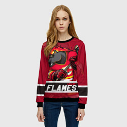 Свитшот женский Калгари Флэймз, Calgary Flames, цвет: 3D-черный — фото 2