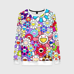 Свитшот женский Цветы Takashi Murakami, цвет: 3D-белый