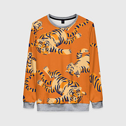 Свитшот женский Тигр паттерн, цвет: 3D-меланж