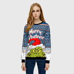 Свитшот женский MERRY WHATEVER GRINCH, цвет: 3D-черный — фото 2