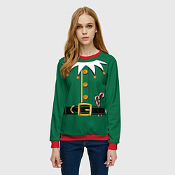 Свитшот женский Christmas Elf Outfit, цвет: 3D-красный — фото 2