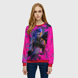 Свитшот женский Jinx v2 Arcane LoL, цвет: 3D-красный — фото 2