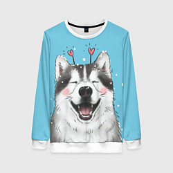 Женский свитшот Веселая хаски