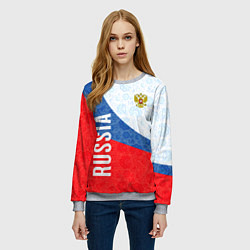 Свитшот женский RUSSIA SPORT STYLE РОССИЯ СПОРТИВНЫЙ СТИЛЬ, цвет: 3D-меланж — фото 2
