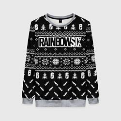 Свитшот женский ЧЁРНЫЙ СВИТЕР RAINBOW SIX SIEGE НОВОГОДНИЙ 2022, цвет: 3D-меланж