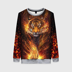 Свитшот женский Огненный тигр Сила огня, цвет: 3D-меланж