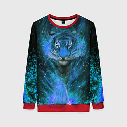 Свитшот женский Водяной голубой Тигр, цвет: 3D-красный