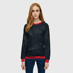 Свитшот женский Влажный Папоротник, цвет: 3D-красный — фото 2