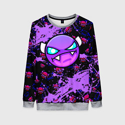 Свитшот женский Геометри Дэш фиолетовый Geometry Dash, цвет: 3D-меланж