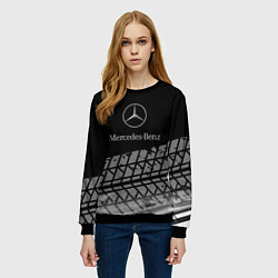 Свитшот женский Mercedes-Benz шины, цвет: 3D-черный — фото 2