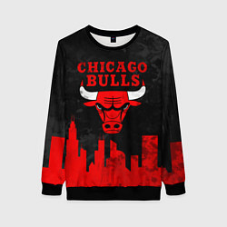 Свитшот женский Chicago Bulls, Чикаго Буллз Город, цвет: 3D-черный