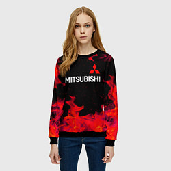 Свитшот женский Mitsubishi пламя огня, цвет: 3D-черный — фото 2