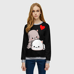 Свитшот женский Котическая любовь Kitty Love, цвет: 3D-меланж — фото 2