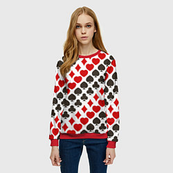 Свитшот женский Карточные Масти Card Suits, цвет: 3D-красный — фото 2