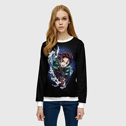 Свитшот женский ТАНДЖИРО КАМАДО ДЫХАНИЕ ВОДЫ, цвет: 3D-белый — фото 2