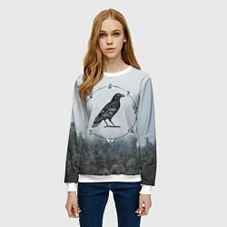 Свитшот женский ВОРОН НА РУНАХ РУНЫ, цвет: 3D-белый — фото 2