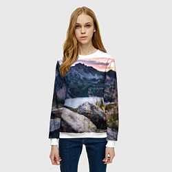 Свитшот женский Горы на закате, цвет: 3D-белый — фото 2