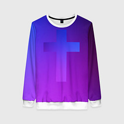Свитшот женский Крест в неоне, цвет: 3D-белый