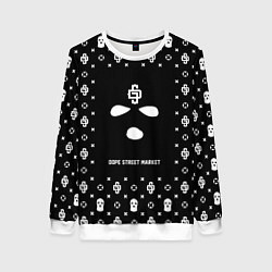 Свитшот женский Узор Black Phantom Ski Mask Dope Street Market, цвет: 3D-белый