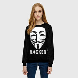 Свитшот женский HACKER Маска V, цвет: 3D-черный — фото 2