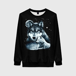 Свитшот женский Ночные Волки, цвет: 3D-черный