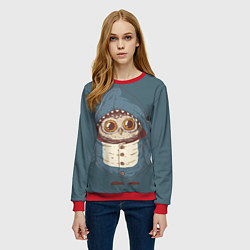 Свитшот женский Совушка-в костюме акулы, цвет: 3D-красный — фото 2