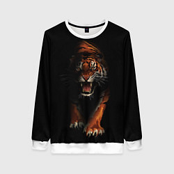 Женский свитшот Тигр на черном фоне