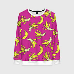 Свитшот женский Banana pattern Summer Color, цвет: 3D-белый