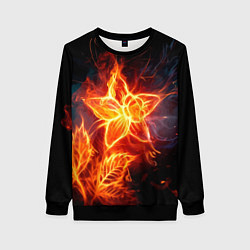 Свитшот женский Flower Neon Fashion 2035 Flame, цвет: 3D-черный