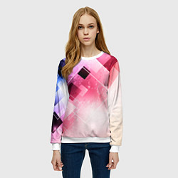 Свитшот женский Розово-голубая абстрактная геометрия, цвет: 3D-белый — фото 2