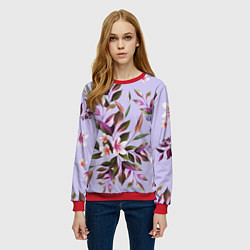 Свитшот женский Цветы Вересковый Сад, цвет: 3D-красный — фото 2