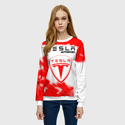 Свитшот женский ТЕСЛА Autosport Огонь, цвет: 3D-белый — фото 2