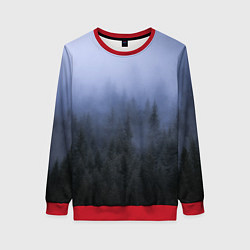Свитшот женский Лес в ночи, цвет: 3D-красный