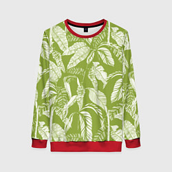 Свитшот женский Зелёные Тропики Лета, цвет: 3D-красный