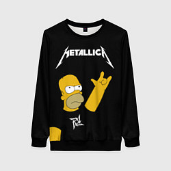 Свитшот женский Metallica Гомер Симпсон рокер, цвет: 3D-черный