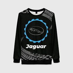 Свитшот женский Jaguar в стиле Top Gear со следами шин на фоне, цвет: 3D-черный